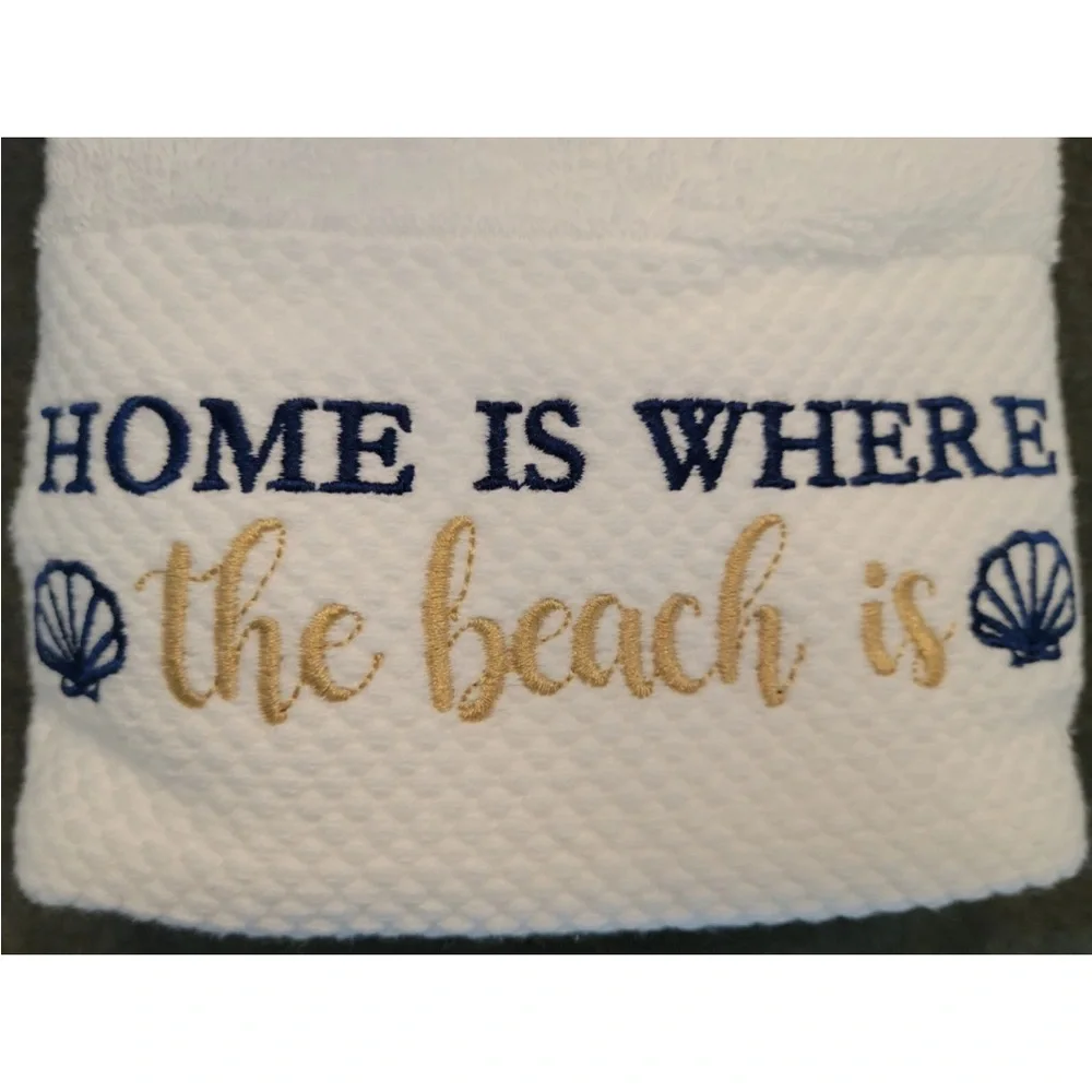 Sage Island Spa 2pk Hand Towels White Embroidered - 